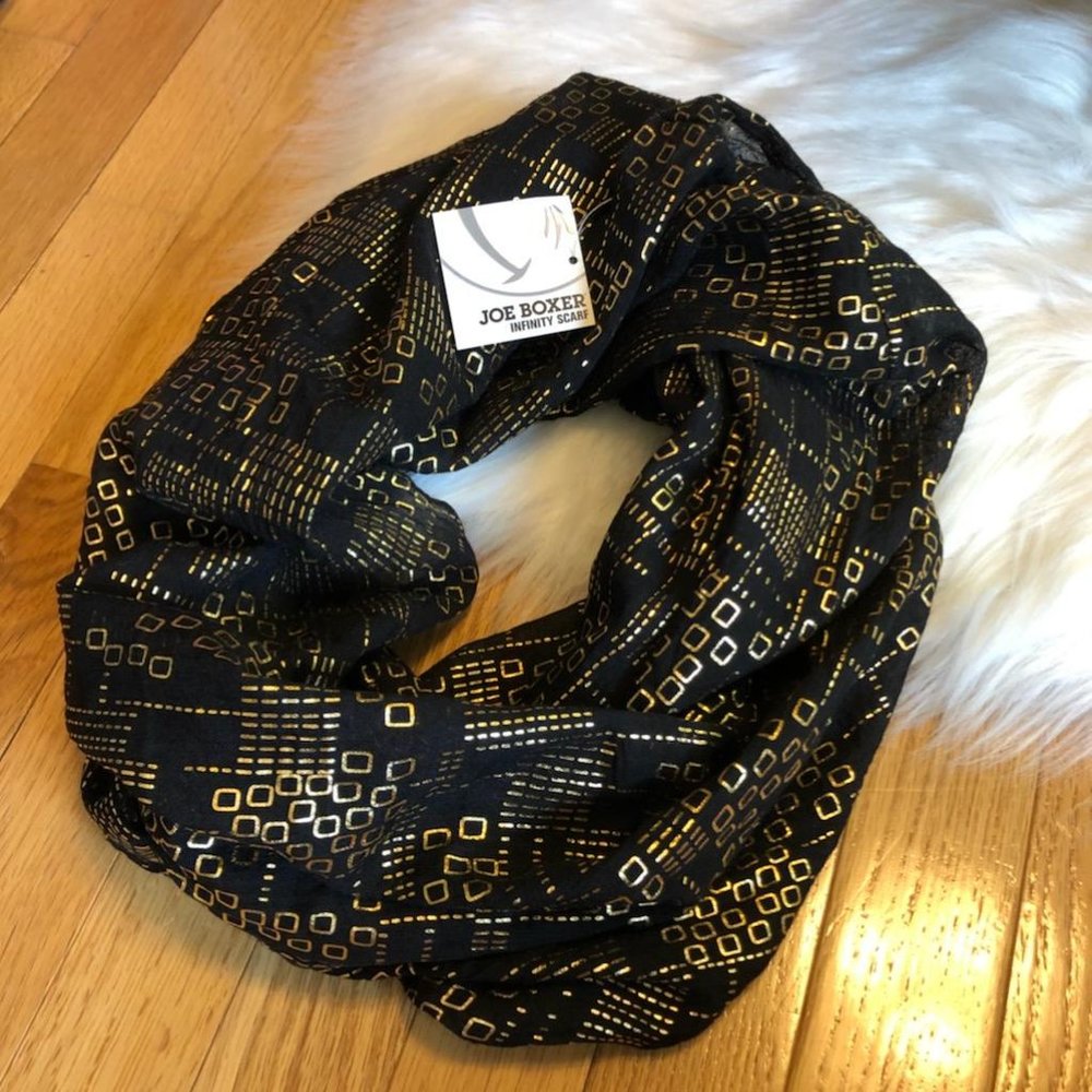 Joe Boxer Black and Gold Infinity Scarf